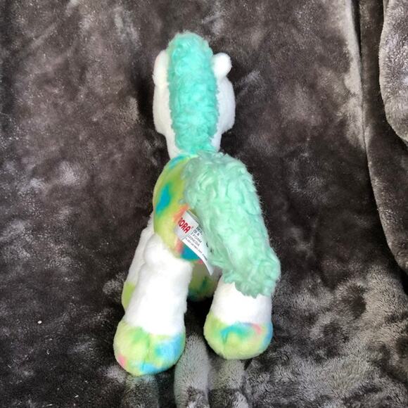 Pastel Unicorn Plush Aurora White 13" Green Tie Dye Floppy Stuffed Animal Toy - Picture 3 of 9
